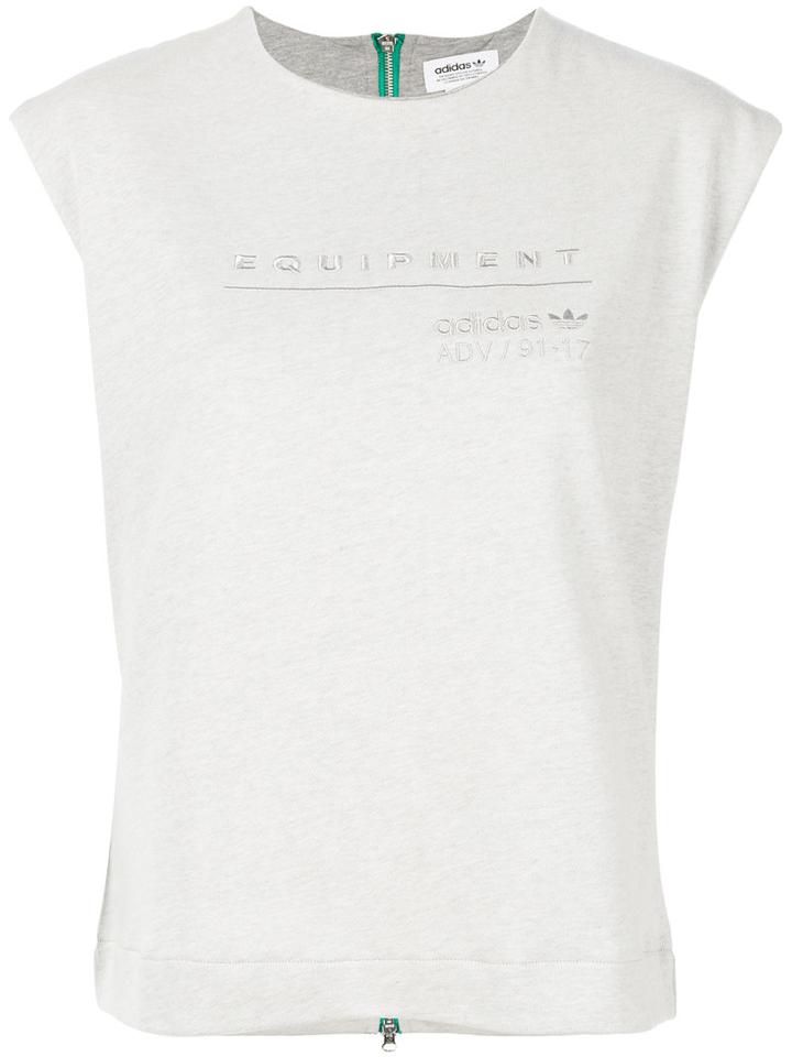 Adidas Originals - Crop Sleeve Top - Women - Cotton/polyester - 40, Grey, Cotton/polyester