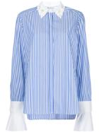 Muveil Embellished Collar Stripe Shirt - Blue