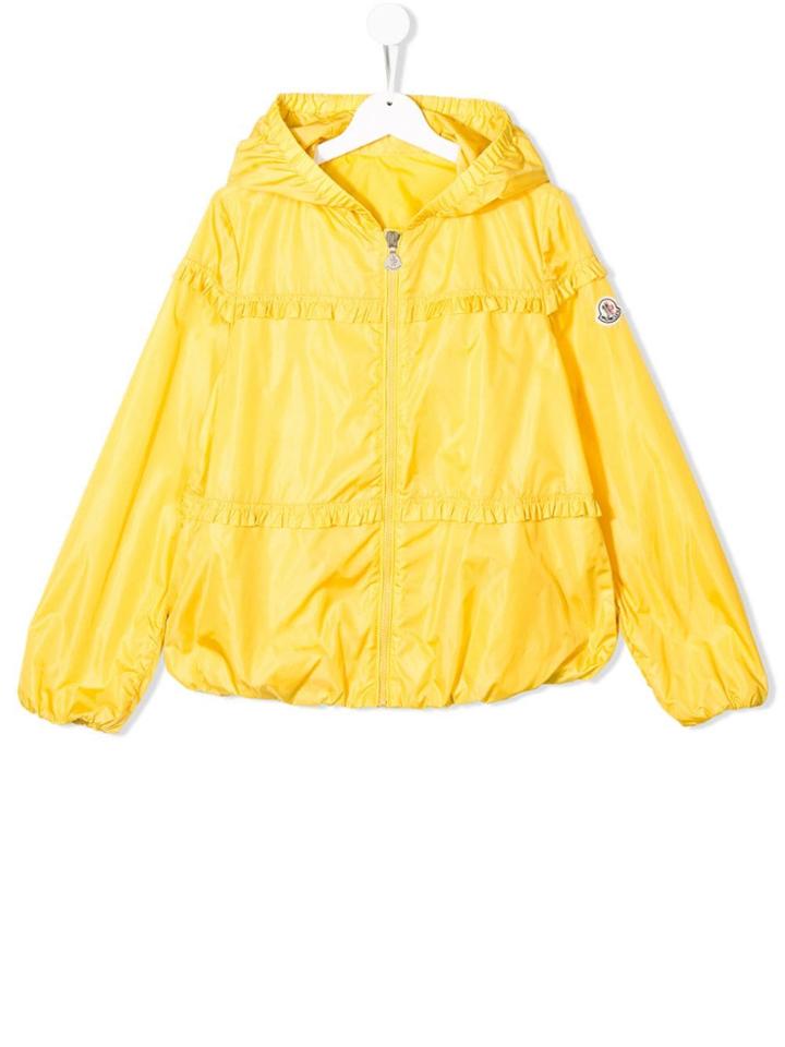 Moncler Kids Ruffle Trim Rain Jacket - Yellow
