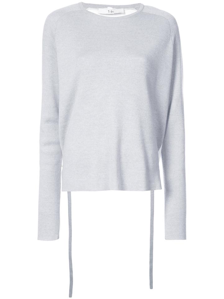 Tibi Ruched Back Panelled Sweater - Grey