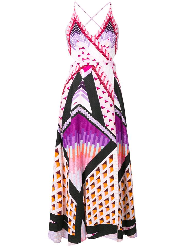 Temperley London Sunrise Midi Dress - Pink & Purple