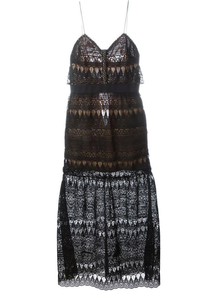 Self-portrait Teardrop Guipure Patterned Dress, Women's, Size: 10, Black, Polyester/polyamide/spandex/elastane