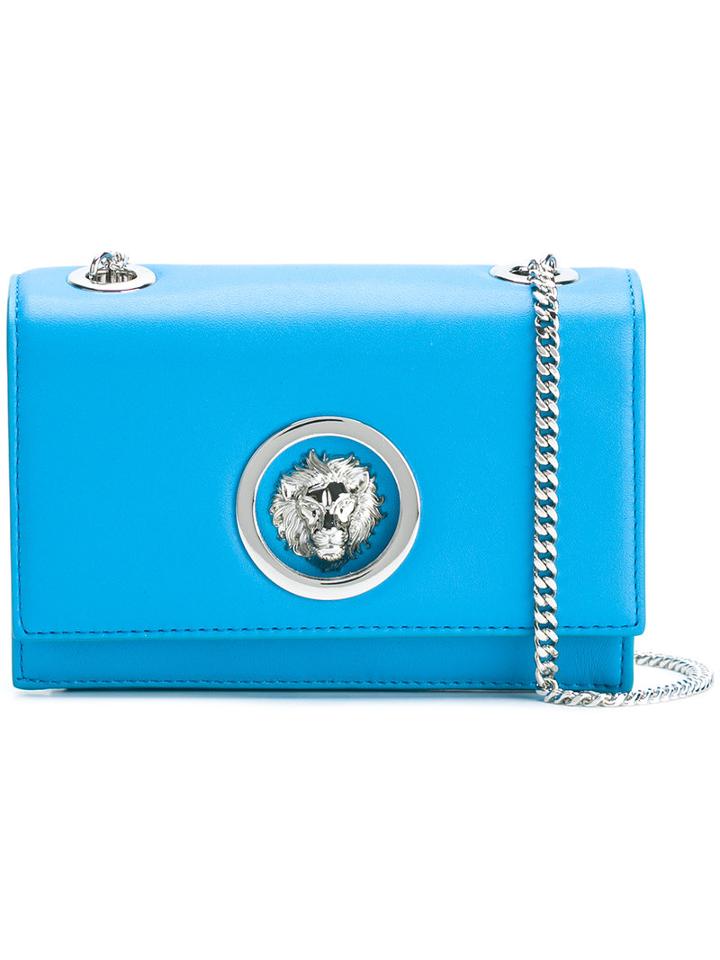 Versus Lion Plaque Crossbody Bag, Women's, Blue, Cotton/calf Leather/metal (other)