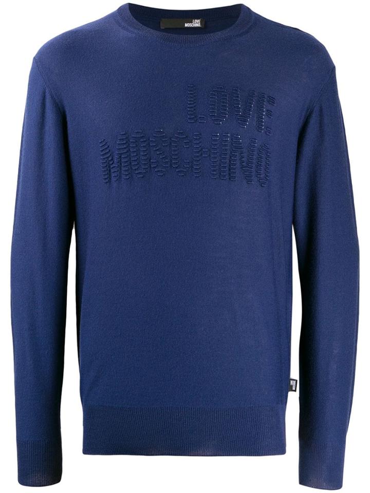 Love Moschino Raised Logo Jumper - Blue
