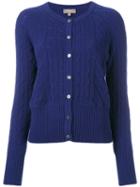 N.peal - Cashmere Cropped Cable Cardigan - Women - Cashmere - L, Blue, Cashmere