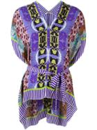 Etro Elastic Waist Multipattern Dolman Sleeve Blouse, Women's, Size: 48, Pink/purple, Silk
