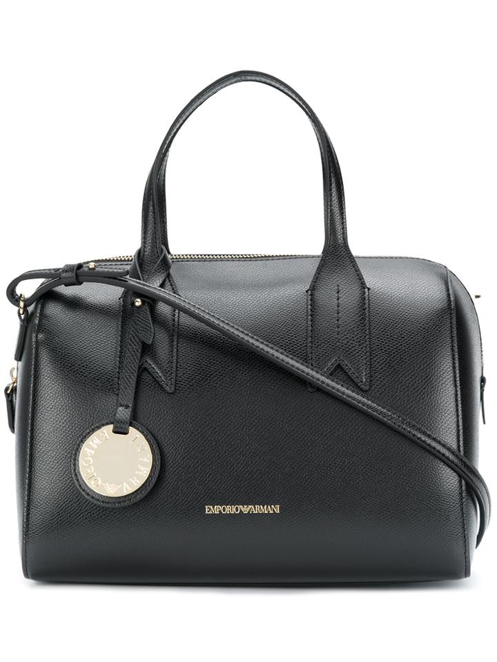Emporio Armani Charm-detail Satchel - Black