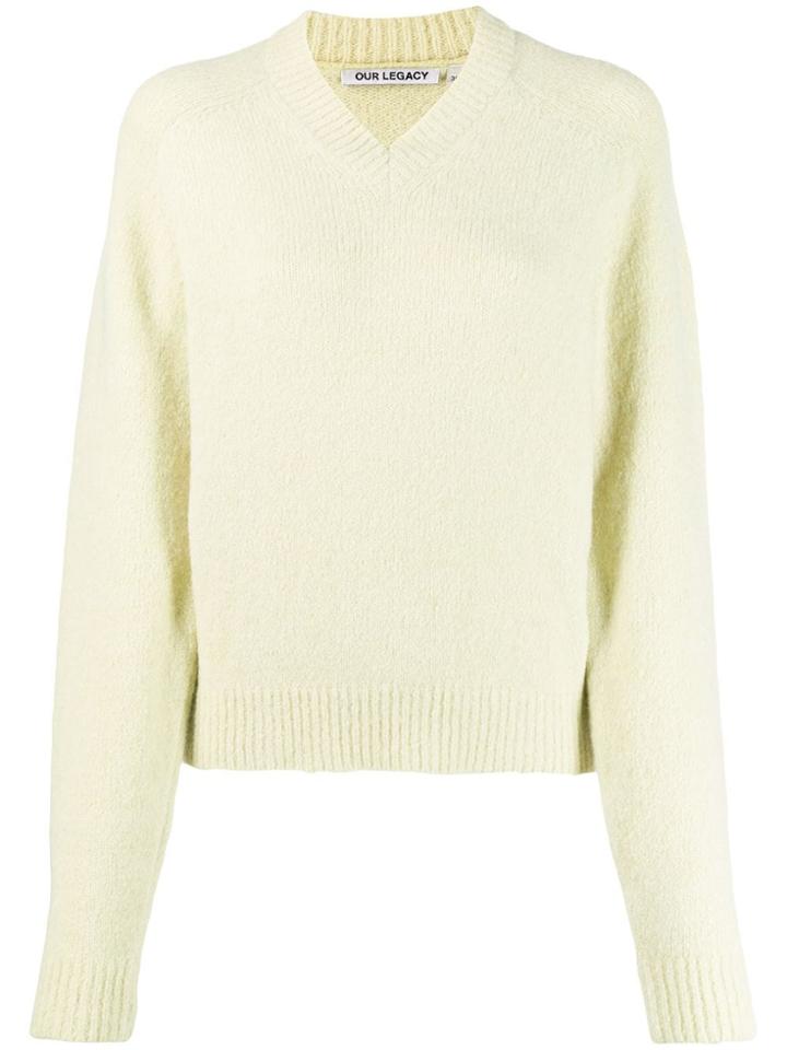 Our Legacy V-neck Raglan-sleeves Jumper - Green