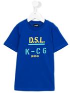 Diesel Kids Printed Text T-shirt, Boy's, Size: 8 Yrs, Blue