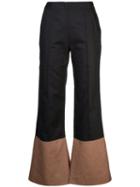 Arias Two-tone Flared Trousers - Black
