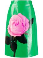 Prada High Rise Rose Skirt - Green