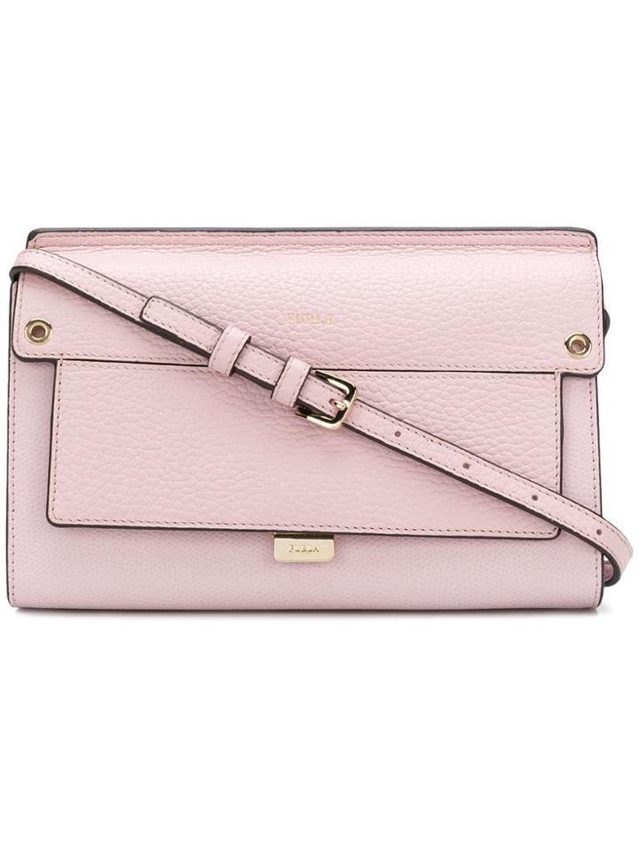 Furla Pebbled Grain Crossbody Bag - Pink & Purple