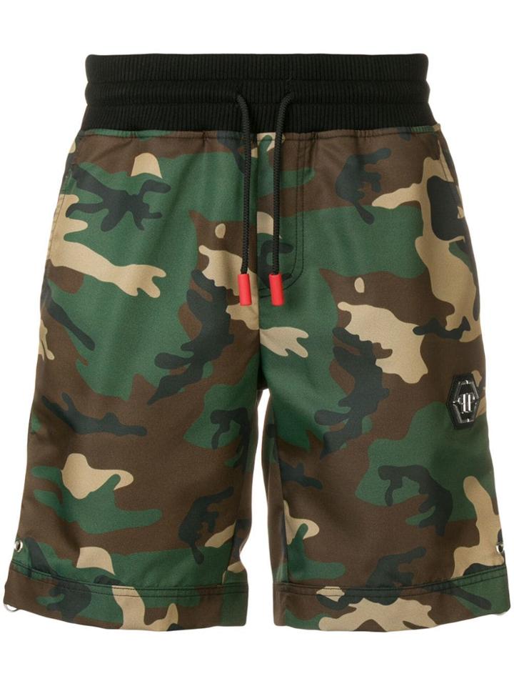 Philipp Plein Camouflage Print Shorts - Green