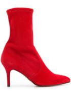 Stuart Weitzman Cling Sock Boots - Red