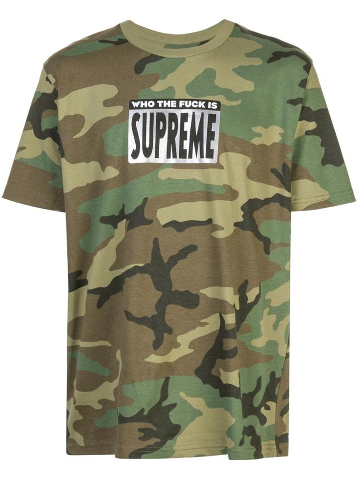 Supreme Slogan Print T-shirt - Green