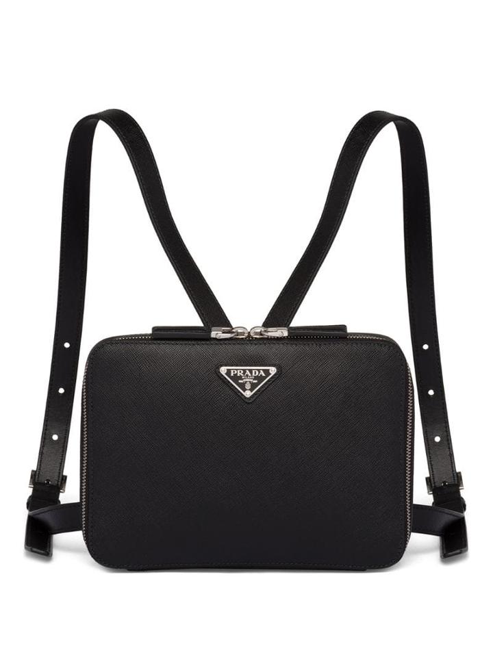 Prada Small Saffiano Backpack - Black