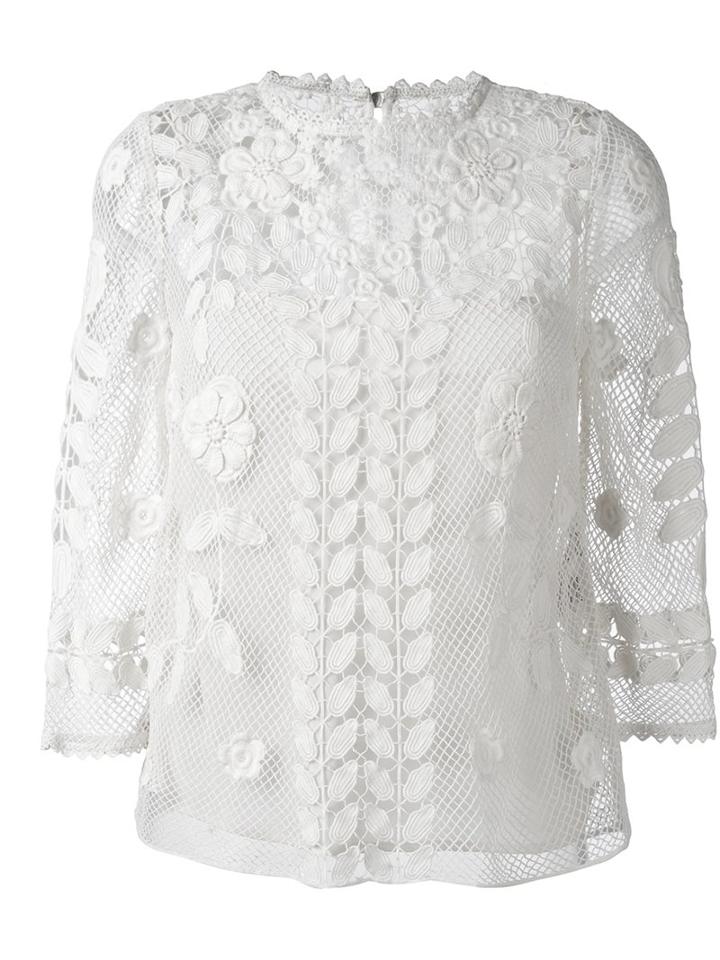 Red Valentino Floral Macrame Top