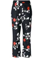 Isa Arfen Floral Cropped Tailored Trousers - Black