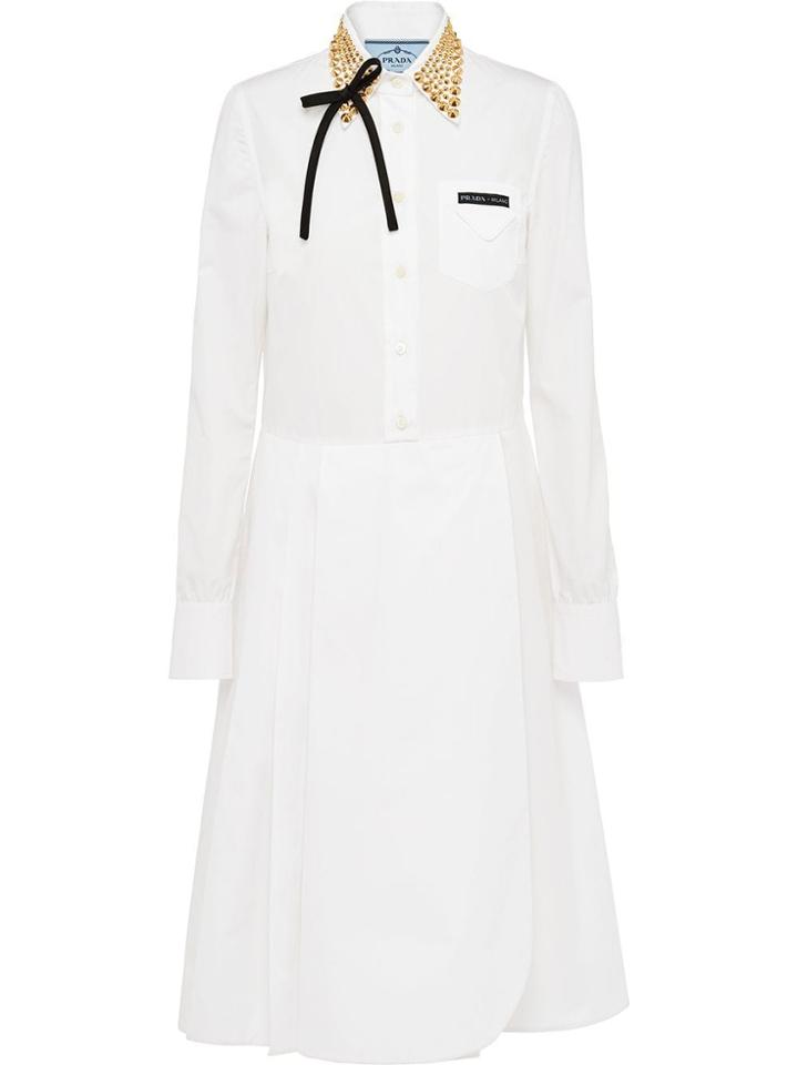 Prada Studded Shirt Dress - White