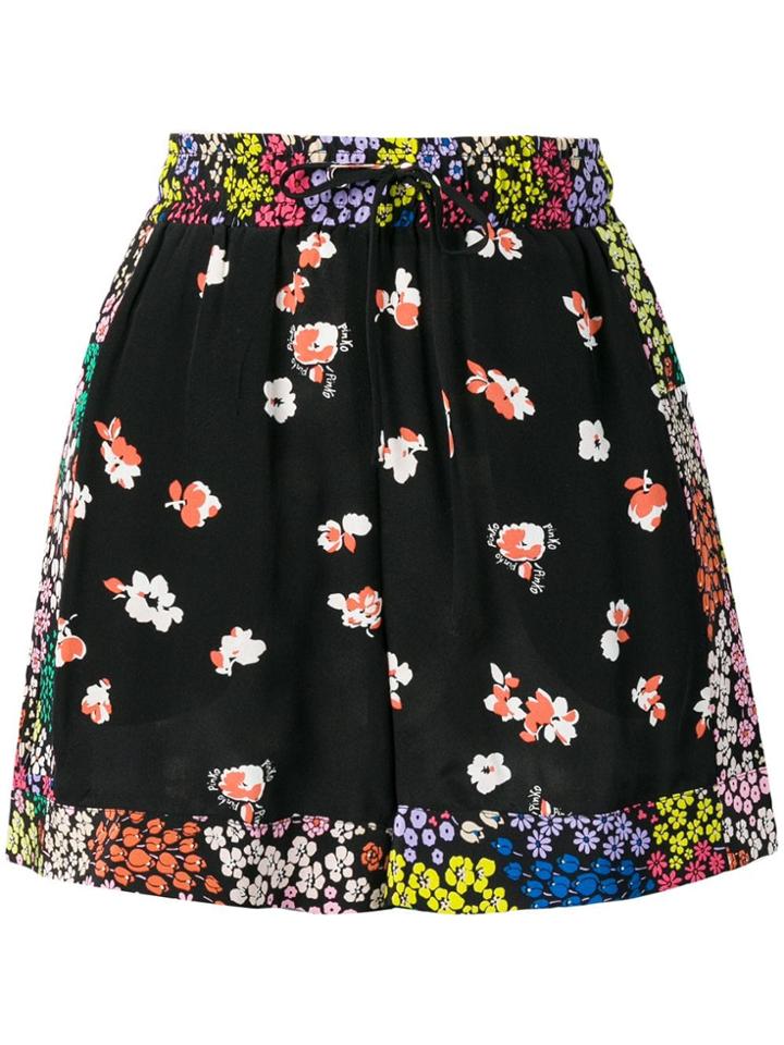 Pinko Floral Print Shorts - Black