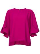 Iro Boxy Ruffle Sleeve Top - Pink & Purple