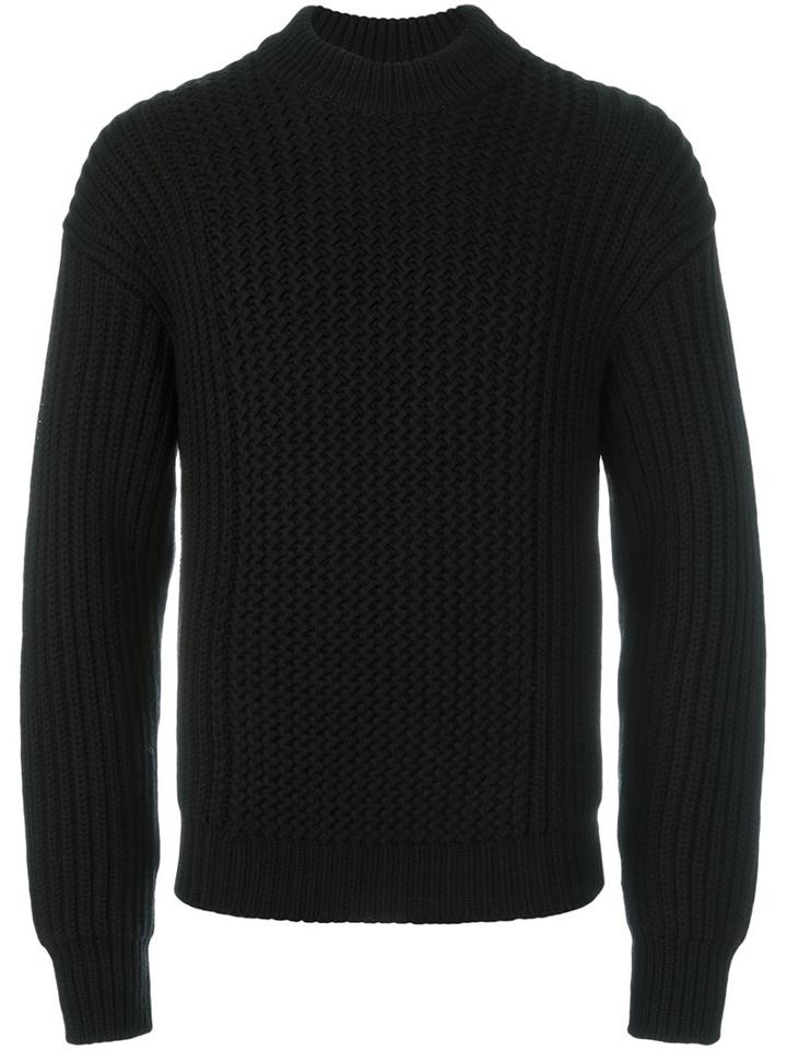 Jil Sander Ribbed Jumper, Men's, Size: 50, Black, Wool