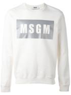 Msgm Logo Print Sweatshirt, Men's, Size: Large, White, Cotton