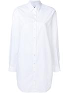 Closed Longline Curved Hem Shirt - White