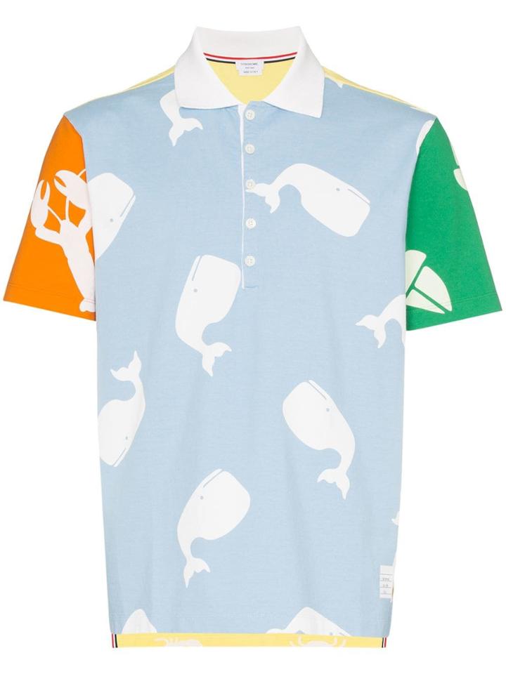 Thom Browne Nautical Print Polo Shirt - Blue
