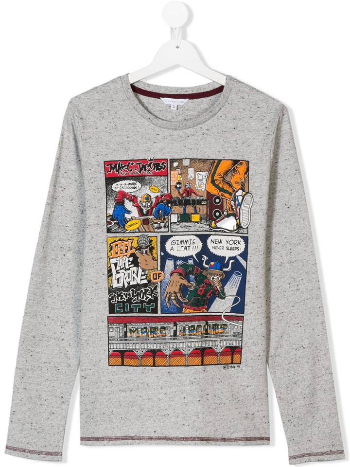 Little Marc Jacobs Teen Comics Print Top - Grey