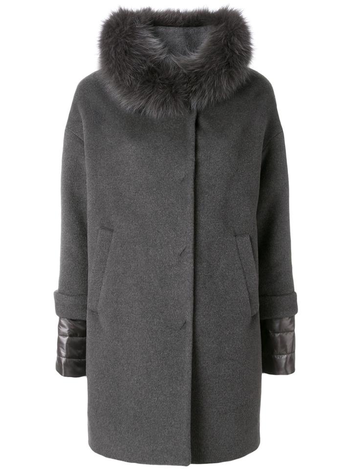 Herno Fur Collar Coat - Grey