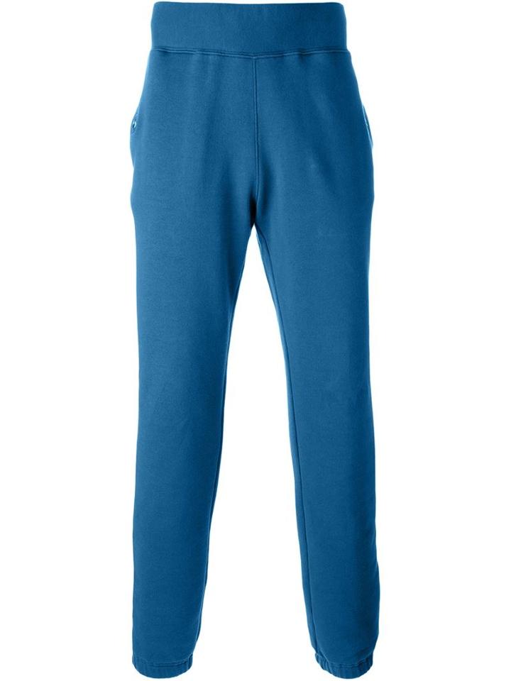 Maison Margiela Eyelet Detail Track Pants, Men's, Size: 46, Blue, Cotton/leather