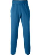 Maison Margiela Eyelet Detail Track Pants, Men's, Size: 46, Blue, Cotton/leather
