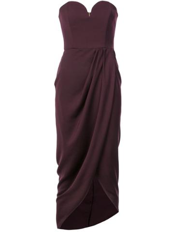 Shona Joy Wrap Detail Strapless Dress - Red