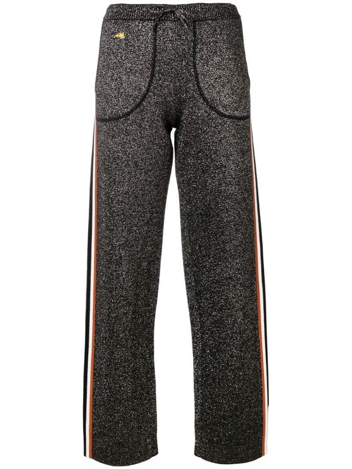 Bella Freud Lurex Knitted Track Pants - Black