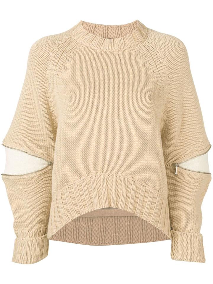 Alexander Mcqueen Bulging Sleeve Knitted Sweater - Neutrals