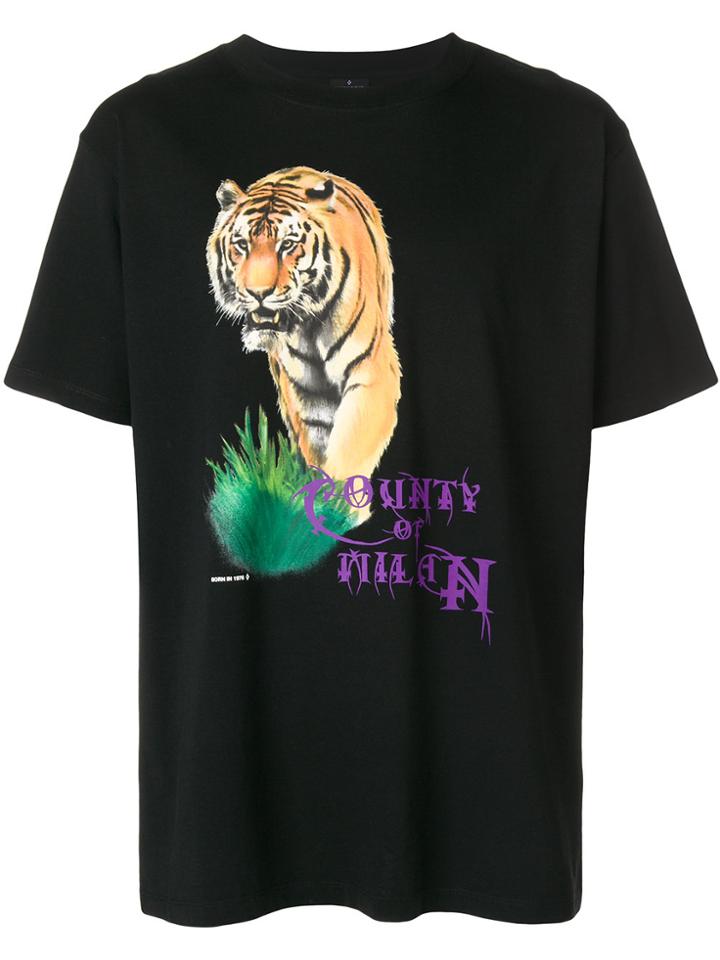 Marcelo Burlon County Of Milan Tiger Logo Print T-shirt - Black