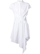 Viktor & Rolf Drape Detail Asymmetric Shirt Dress, Women's, Size: 42, White, Cotton