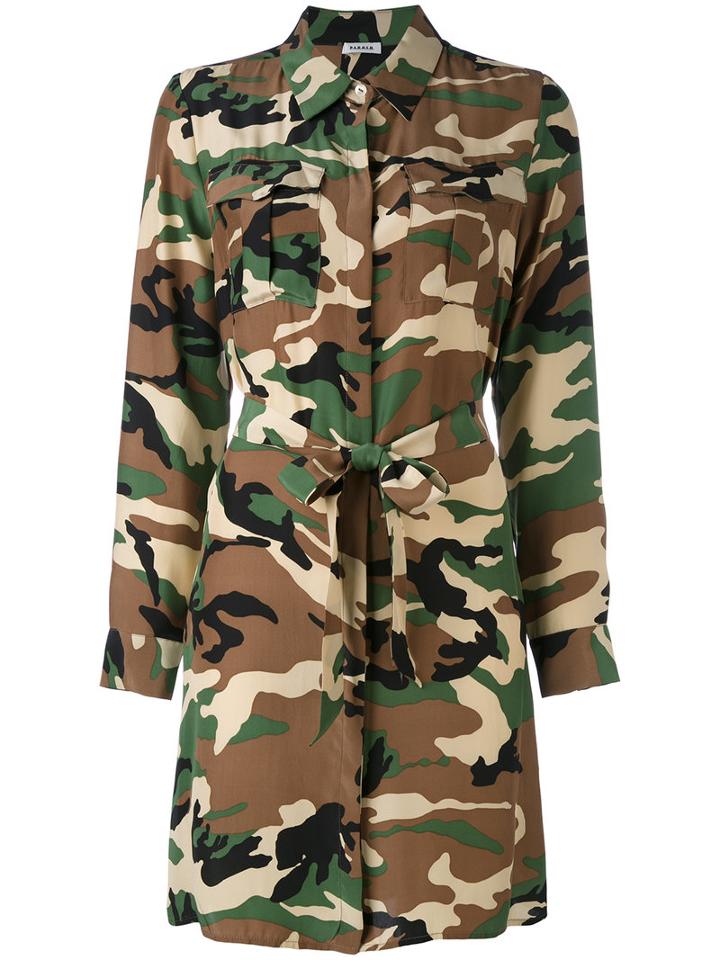 P.a.r.o.s.h. - Belted Shirt Dress - Women - Silk - M, Green, Silk