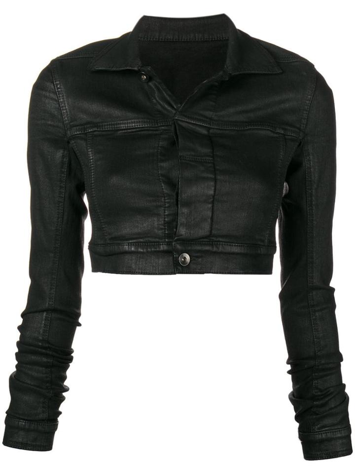 Rick Owens Drkshdw Waxed Cropped Jacket - Black