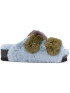 Suecomma Bonnie Platform Faux Fur Sandals - Blue