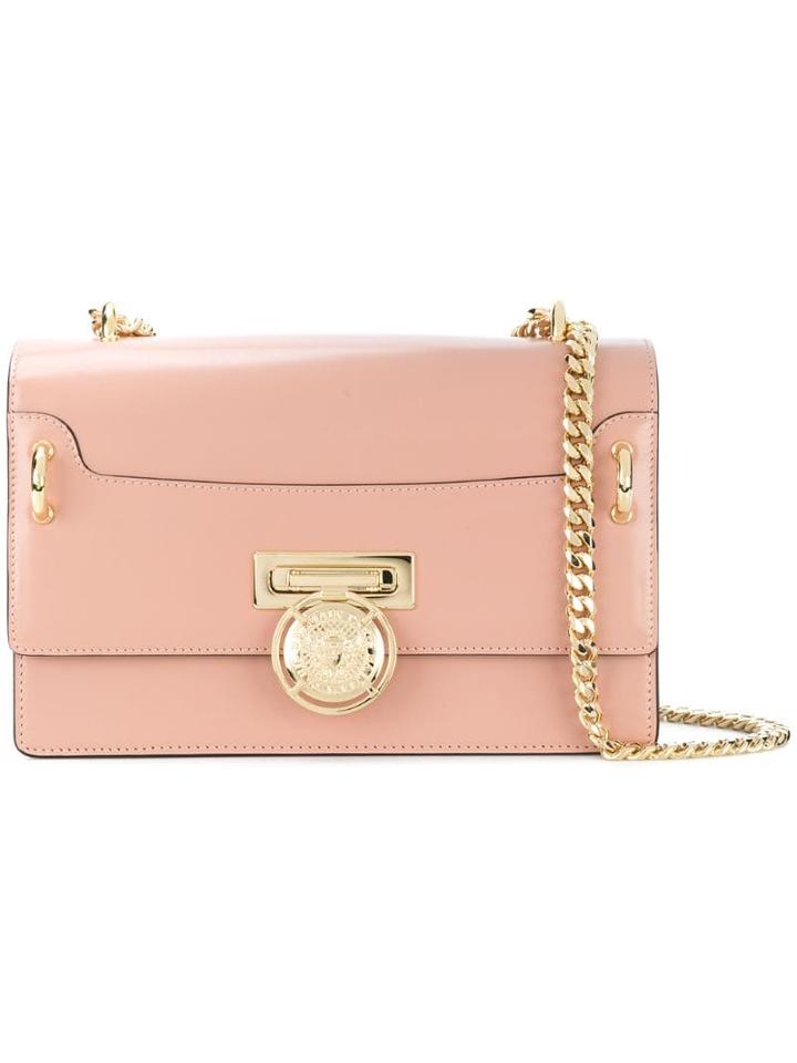 Balmain Gold-tone Coin Clasp Shoulder Bag - Pink