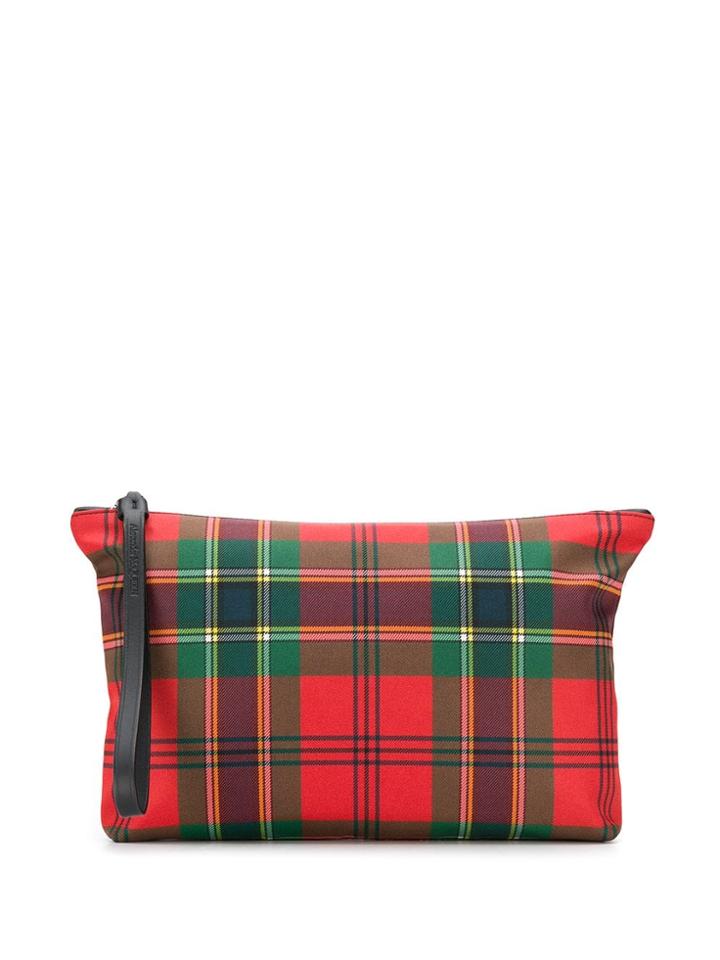 Alexander Mcqueen Plaid Canvas Pouch - Red