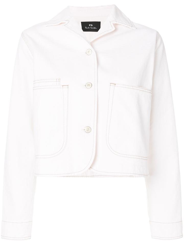 Ps By Paul Smith Cropped Denim Jacket - White