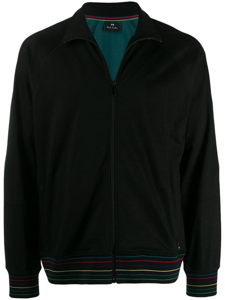 Ps Paul Smith Striped Zip Up Sweatshirt - Black
