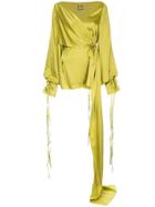 Solace London Draped Design Wrap Blouse - Yellow