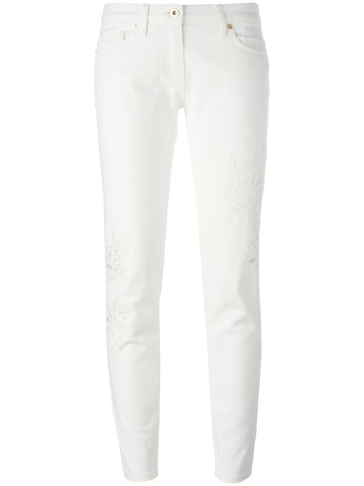 Blumarine Broderie Anglaise Trousers, Women's, Size: 44, White, Cotton/spandex/elastane