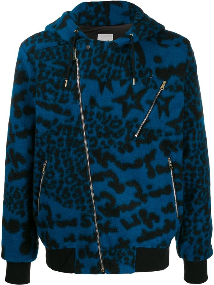Paul Smith Shearling Zipped Jacket - Blue