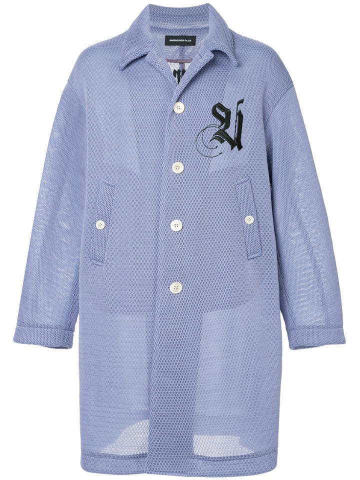 Undercover Logo Single Breasted Coat - Pink & Purple