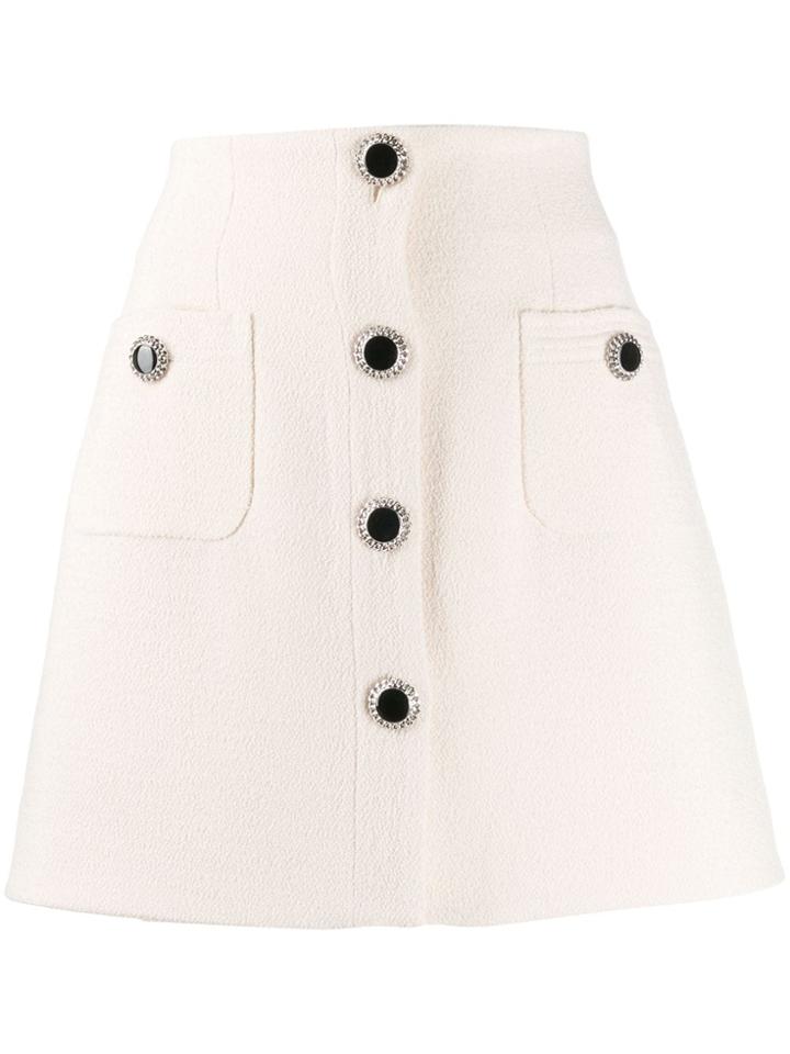 Alessandra Rich Buttoned A-line Skirt - White